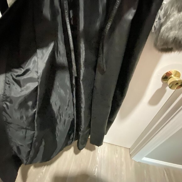 Vintage Newport News Leather Faux Fur Steampunk Goth Punk Belted Y2K Long Coat S - Picture 5 of 13